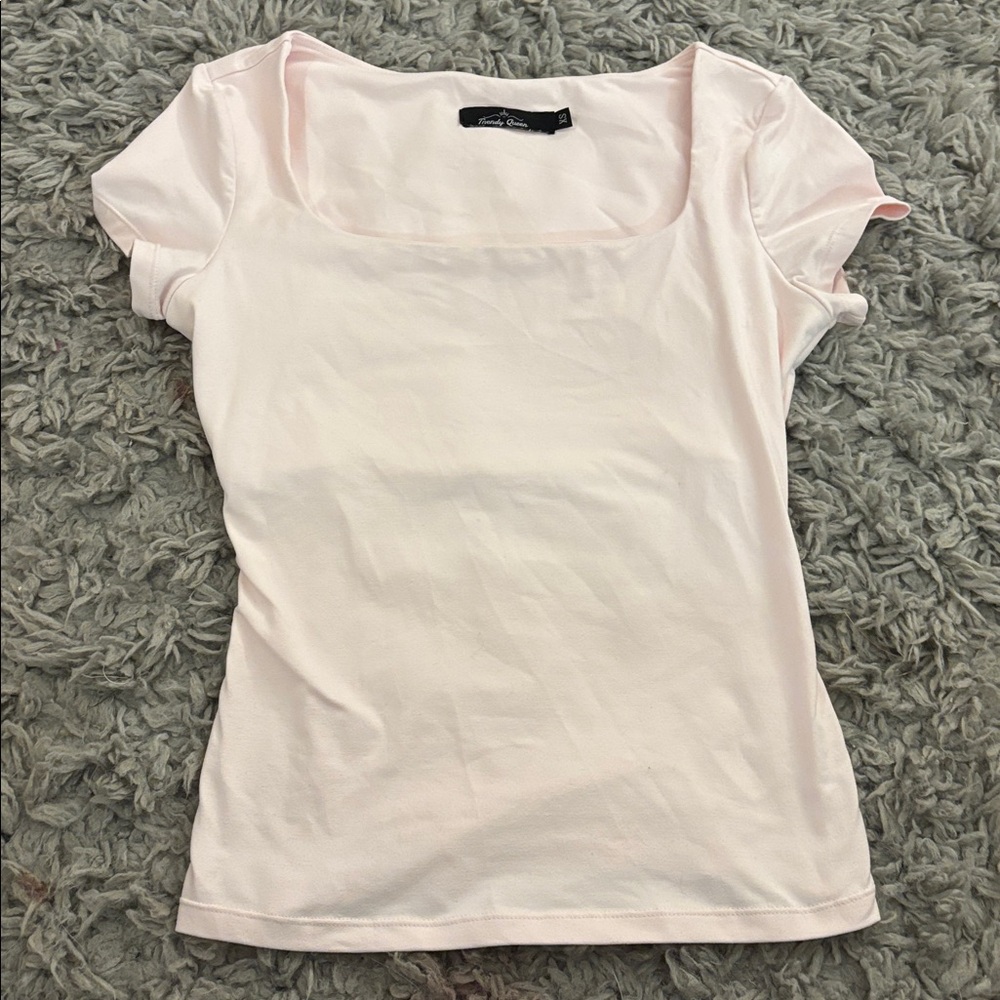 Light Pink Square Neck T-Shirt